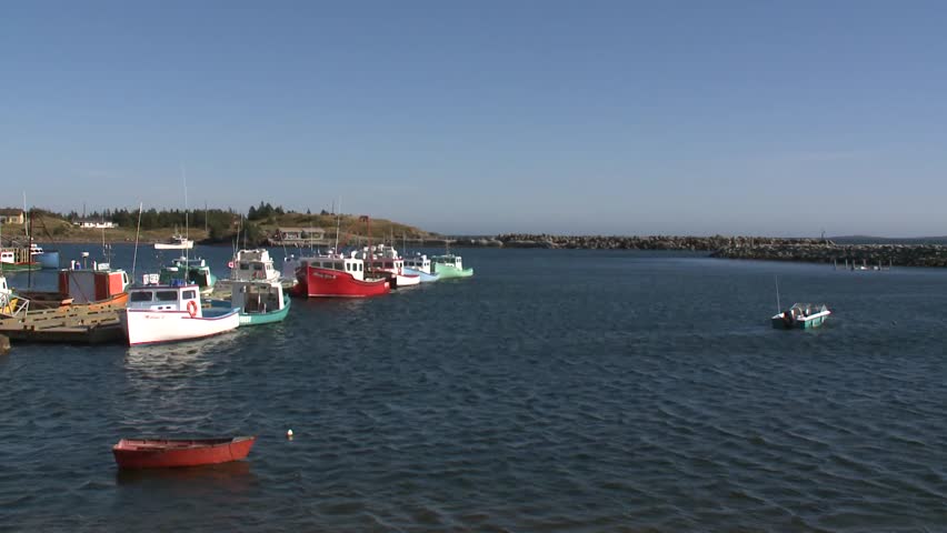Boats docked in a Nova Scotian harbour.