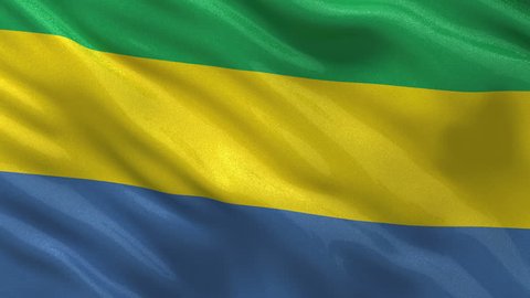 Flag of Gabon gently waving in the wind. Seamless loop with high quality fabric material.