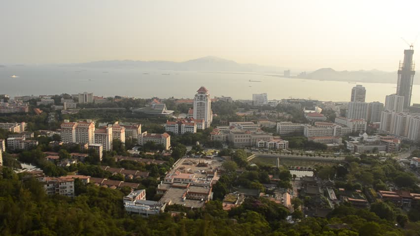 View over Xiamen island from hilltop.