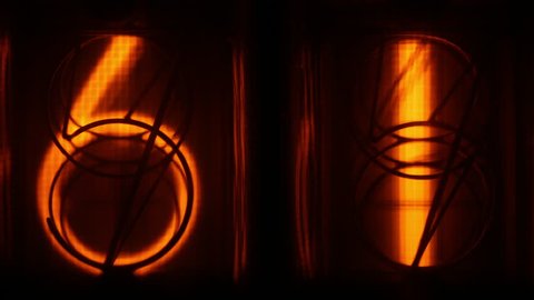 a numerical counter and number sequence filmed with an old nixie tube clock. this is a super high quality 4k version at 4096x2304 pixels