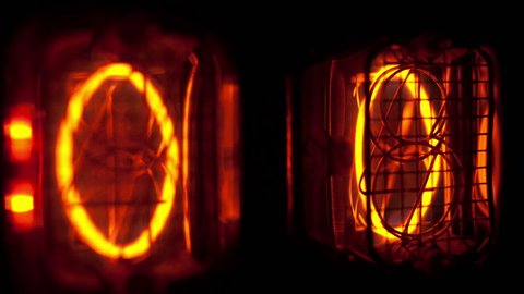 a numerical counter and number sequence filmed with an old nixie tube clock. this is a super high quality 4k version at 4096x2304 pixels