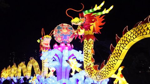 Traditional Chinese Dragon Light Display Stock-video