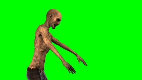 walking dead zombie walk - seperated on green screen 
