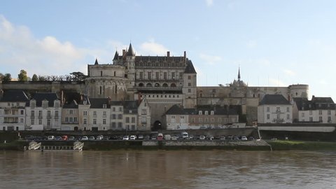 AMBOISE, FRANCE - January 2: River Loire and Amboise waterfront France on January 2nd 2014