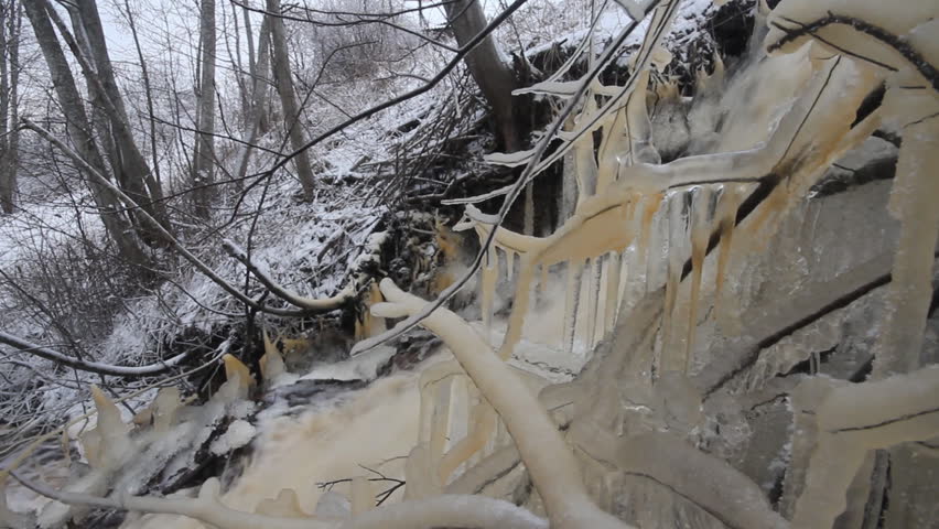 For Earth watchers, a natural phenomenon. The beginning of a frosty winter. Frozen waterfall