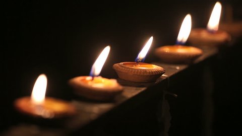 Beautiful oil candles at night