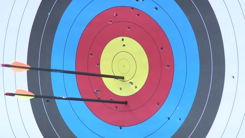 Bow Arrows Hitting A Bullseye Stock Footage Video 100 Royalty Free Shutterstock