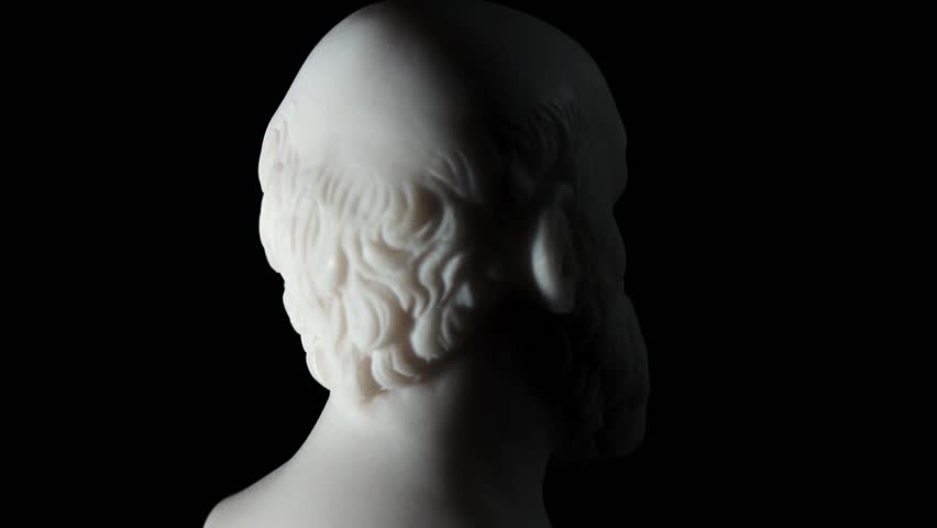 Socrates lived in Athens  was a Greek Athenian philosopher is one of the most important figures in the world. It is one of the founders of Western philosophy.  White marble bust of him. Royalty-Free Stock Footage #5433809