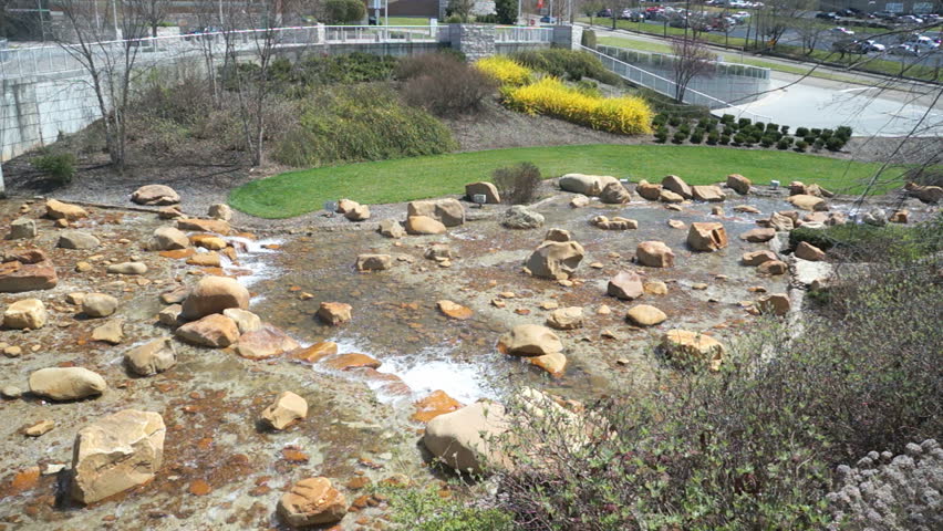 Man made river and waterfall near the Convention Center in downtown Knoxville Tennessee