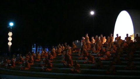 CHIANG MAI - NOVEMBER 16: Lanna Kathina Monks Meditation, Yee Peng Festival of lights and lanterns at Mae Jo, Chiang Mai, Thailand, Nov.16, 2013. Meditation takes about 1hr. before lanterns release.

