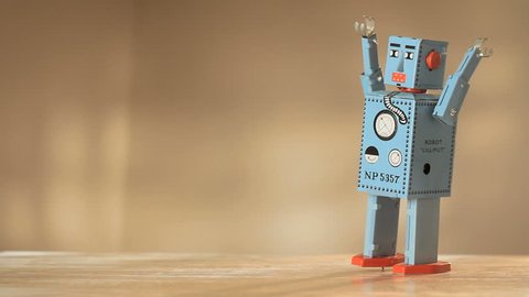 Vintage toy robot walking and falling down 1920x1080 hidef