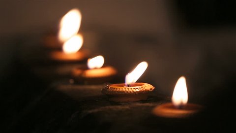 Beautiful oil candles at night
