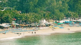 Video 1920x1080 - Top view of Kamala Beach in the tourist season. Thailand. Phuket.