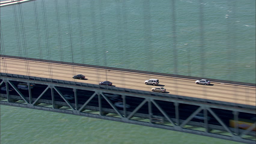 San Francisco Bay Bridge. Aerial shot of the bay bridge in San Francisco on a clear, sunny day.