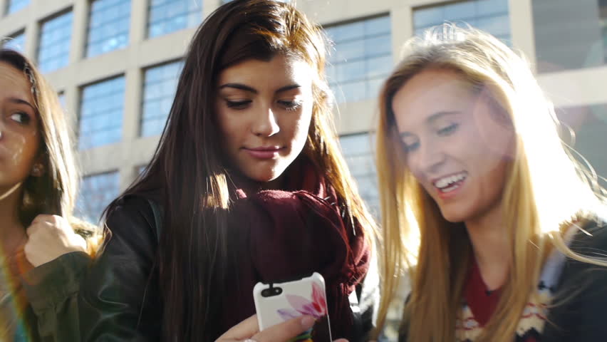 Four Teen Girls Taking Paired Selfies Royalty-Free Stock Footage #5464409