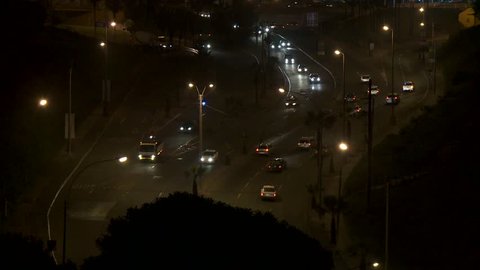 video footage of traffic at night in Lima, Peru
