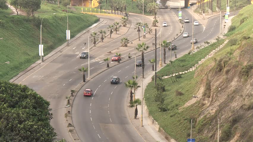 video footage of traffic in Lima, Peru (Between Miraflores and Barranco)