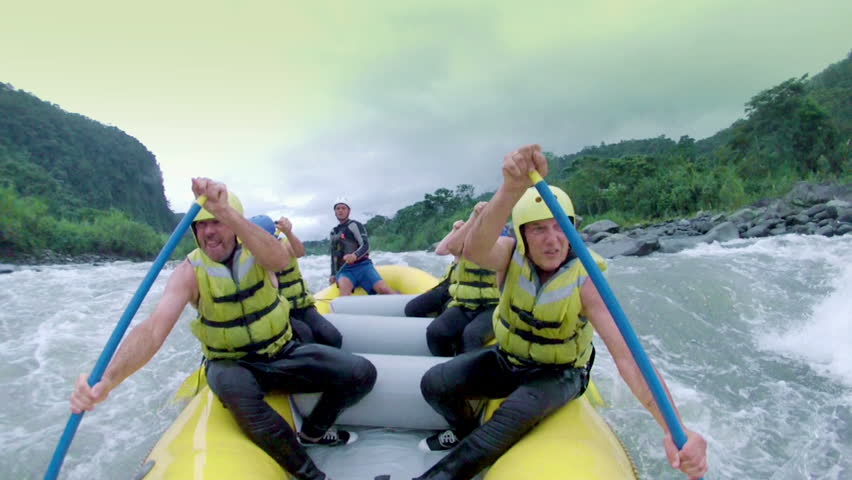 Group Of Senior People Having Fun On Level Five Rafting Adventure In Ecuadorian Andes Royalty-Free Stock Footage #5469218