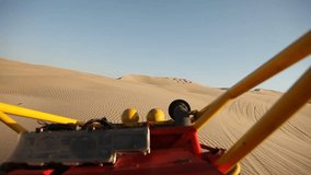 video footage of a buggy trip in the sand desert in peru, south america pov