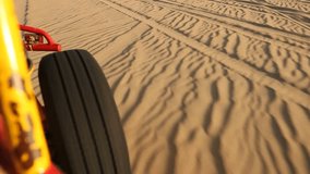 video footage of a buggy trip in the sand desert in peru, south america pov 