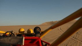 video footage of a buggy trip in the sand desert in peru, south america