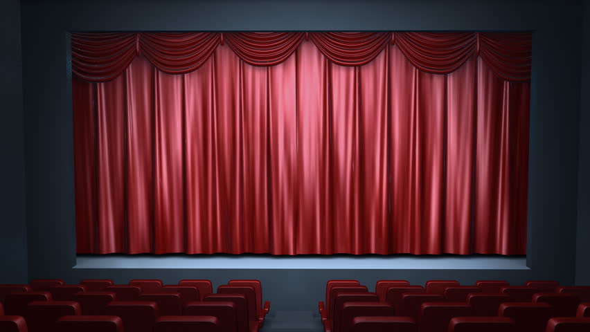High definition clip of an opening red stage curtain. 