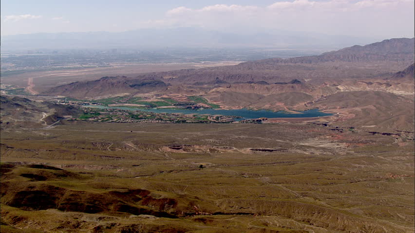 Desert Lake Mountains Houses. Vast Stock Footage Video ...