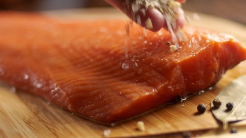 stock footage food Kuril red fish