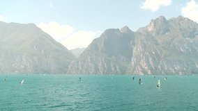 video footage of sail boarders at the lake garda, italy