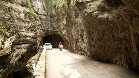 video footage of the road SP 38 at the brasa canyon at the lake garda in italy, europa