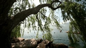 video footage of the waterside of the lake garda in Italy