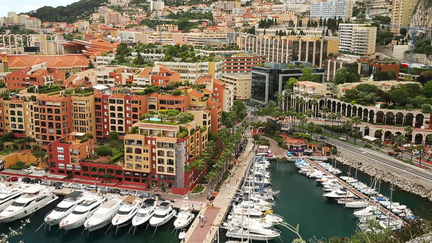 View of luxury yachts in harbor of Monaco. Bay Cap Dail. Lots of boats and yachts. Blue calm sea