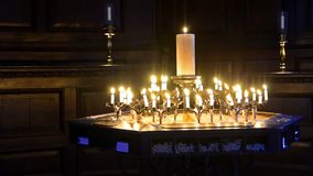 Cathedral candlelight - Stock Video. Inside of St. Paul Cathedral with candlelight, London, England
