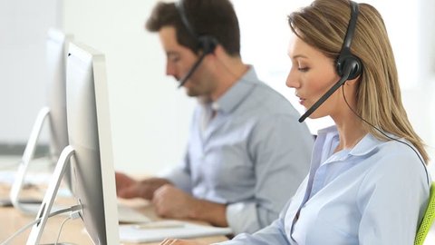 Sales people working in hotline department