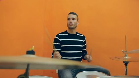 man plays the drums Stock Video