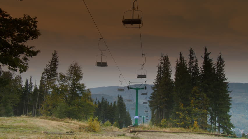 Ski lift in beautiful mountain landscape 