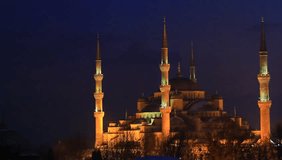 Blue Mosque, Pan Video. Istanbul with amazing Mosques.
