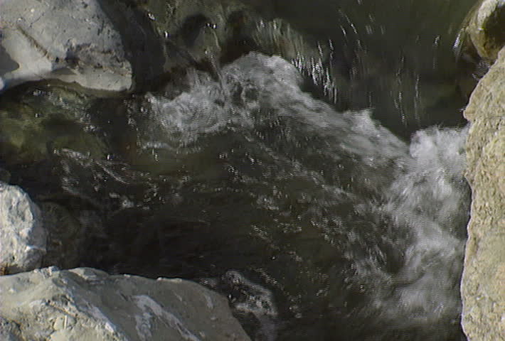 A pool of water on a fast-moving river.