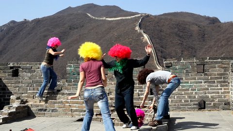 Funny clowns on Great Wall