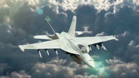 F-18 Fighter Jet, flying at high altitude,  