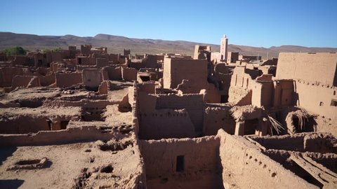 WS POV View of old ruined city in Morocco