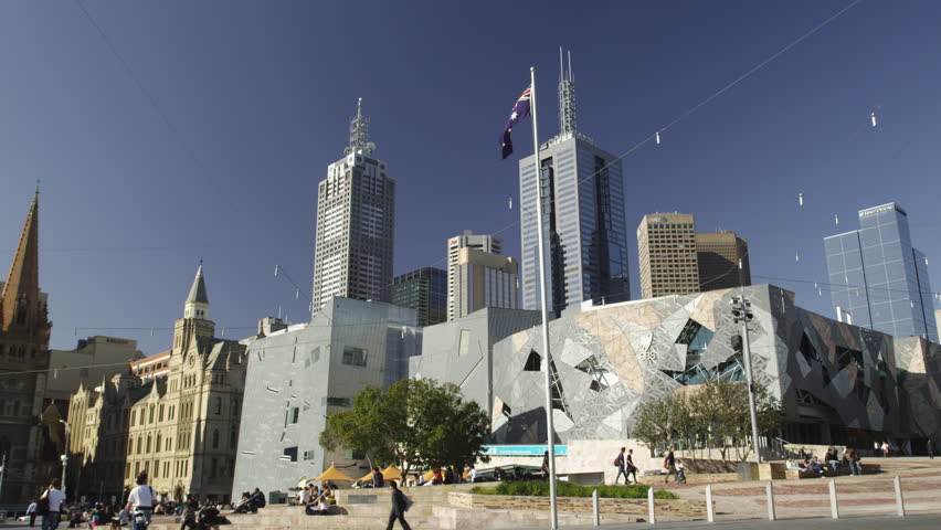 Federation Square with East Melbourne Skyline