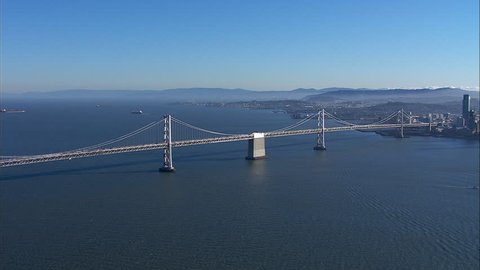 San Francisco Bay Bridge. A scenic view of San Francisco. The shot offers a beautiful scenic view of the Bay Bridge.