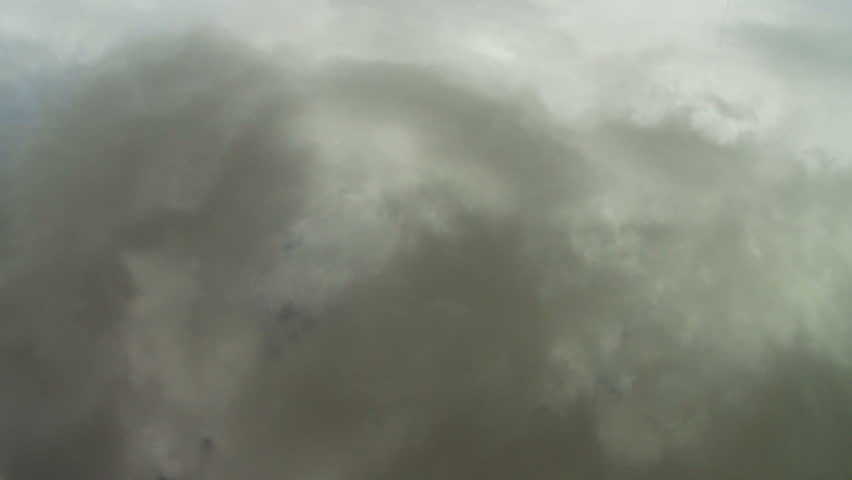 Camera tilts up from closeup of water to river bank