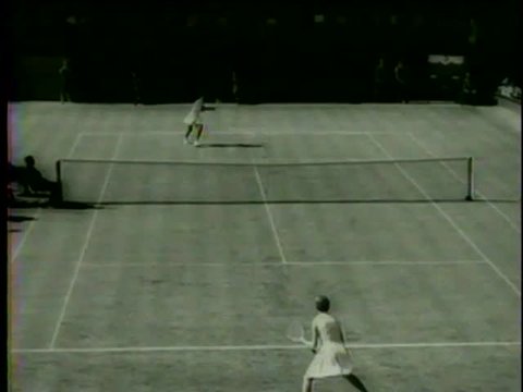 Christine Truman, UK vs. Althea Gibson, the USA at the Wightman Cup, Wimbledon, London circa 1958 - MGM PICTURES, UNIVERSAL-INTERNATIONAL NEWSREEL, USA, filmed in 1958