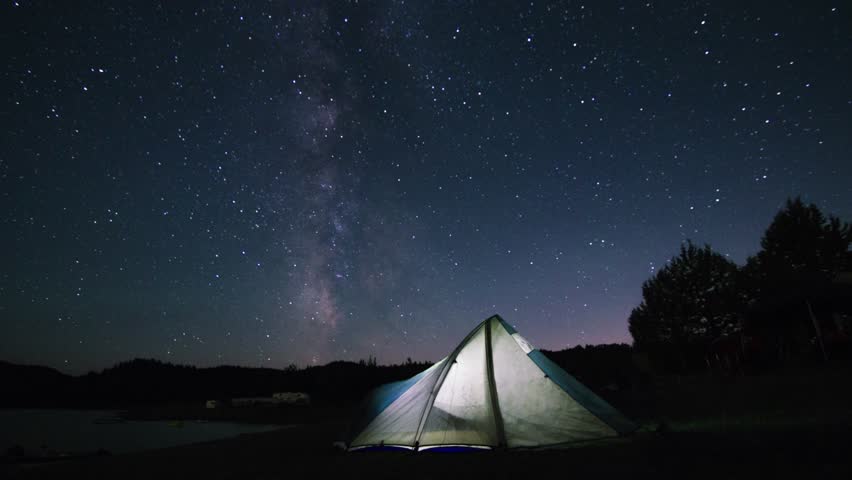 Stars, Milky Way Galaxy over Camp Tent