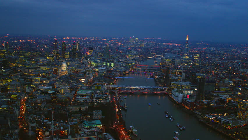 4k aerial shot central london night Stock Footage Video (100% Royalty ...