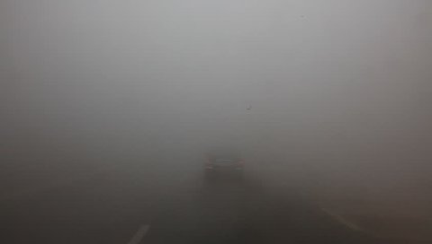 mist on street, strong air pollution in China in Chinese New Year, Due to the fire cracker 
