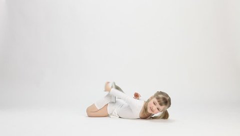 Pretty Little Girl Lying On Floor Stock Footage Video (100% Royalty ...