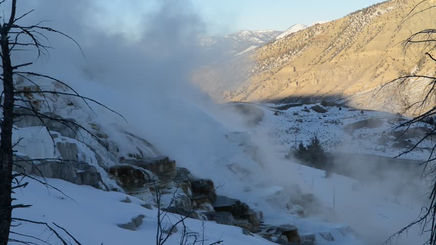 Yellowstone in Winter at Sunset - High Definition Video 1080